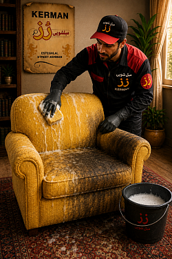 در حال شستشوی مبل